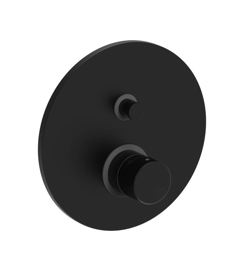 Matt black 2-way built-in shower mixer with Ø200 mm round plate Paffoni Jo JO015NO