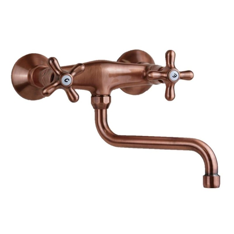 Copper color wall mounted kitchen sink faucet Paffoni IRIS IRV161RM