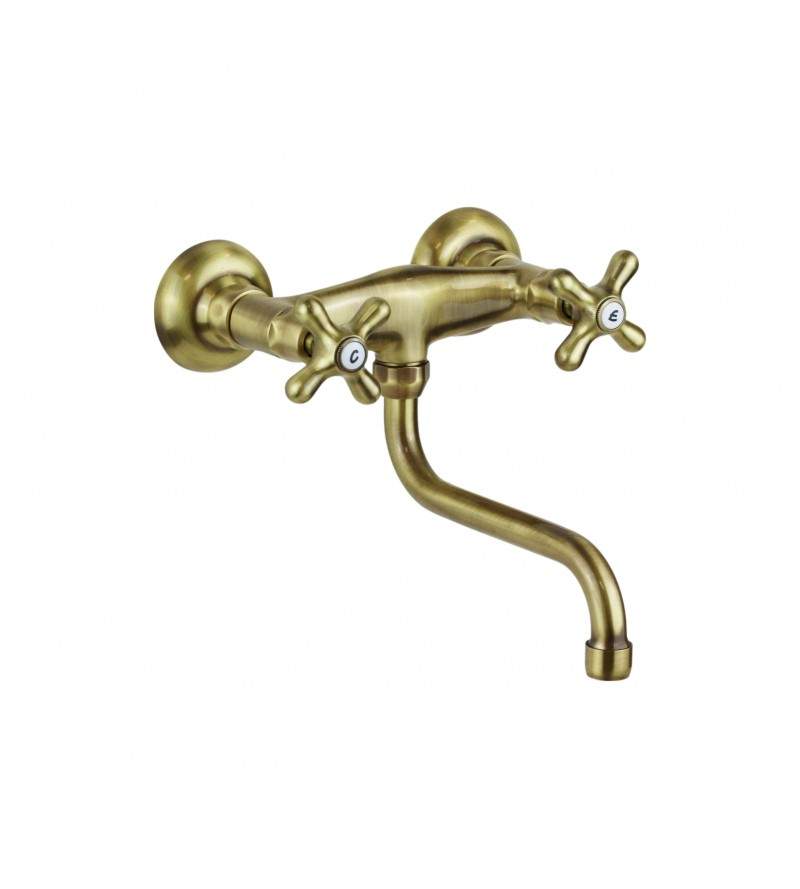 Wall mounted kitchen faucet bronze color in brass Paffoni IRIS IRV161BR
