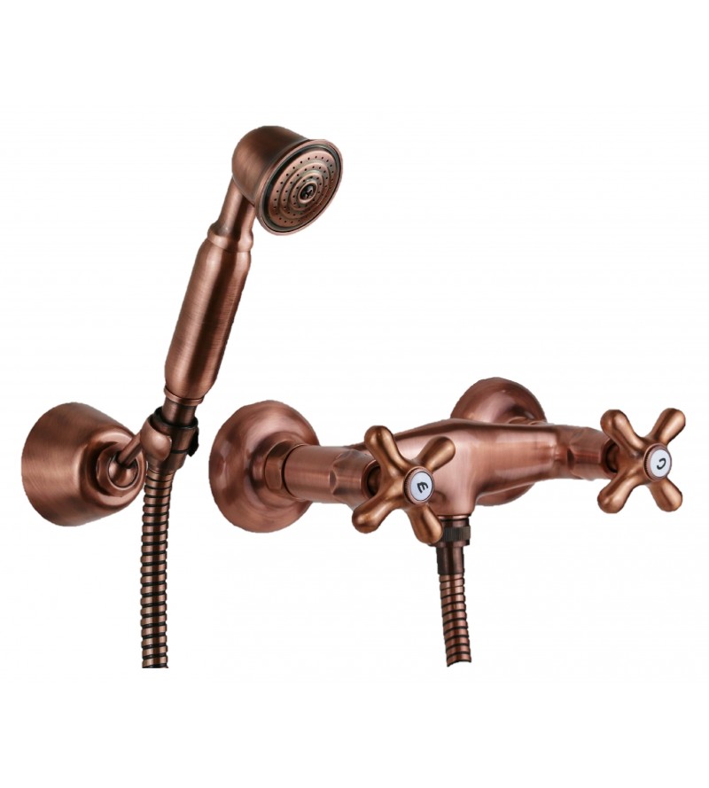 External tap with double lever shower in copper colour Paffoni IRIS IRV168DRM