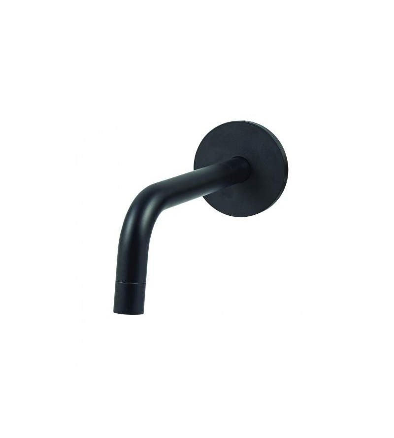 Matt black wall spout size 175 mm complete with plate Paffoni ZBOC045NO