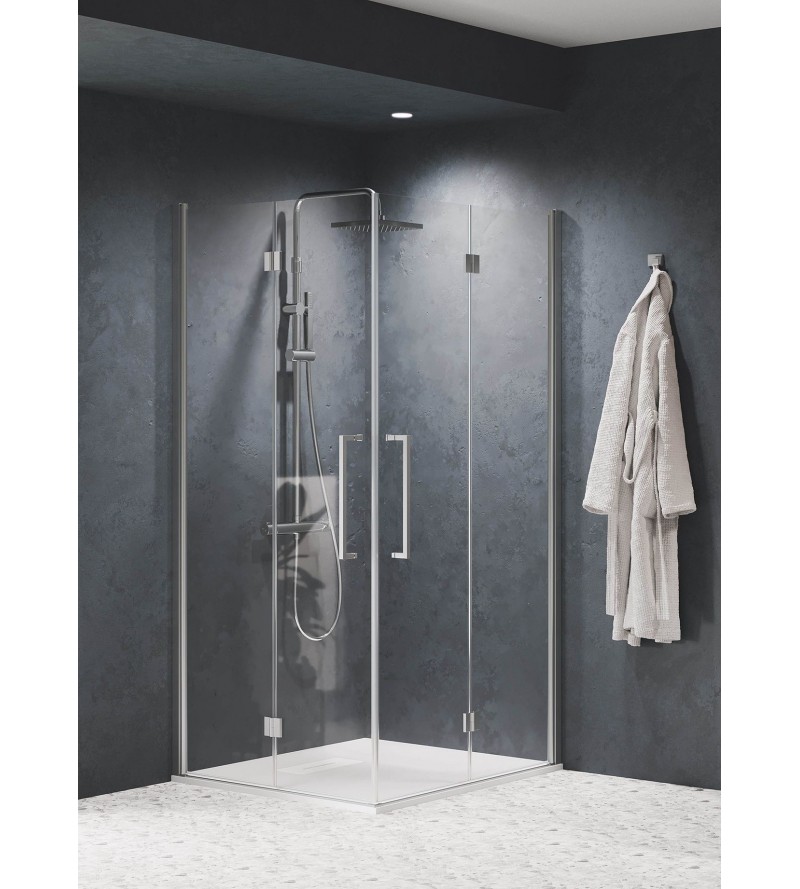 Complete shower box 70 x 70 cm opening with two folding doors Novellini Young 2GS