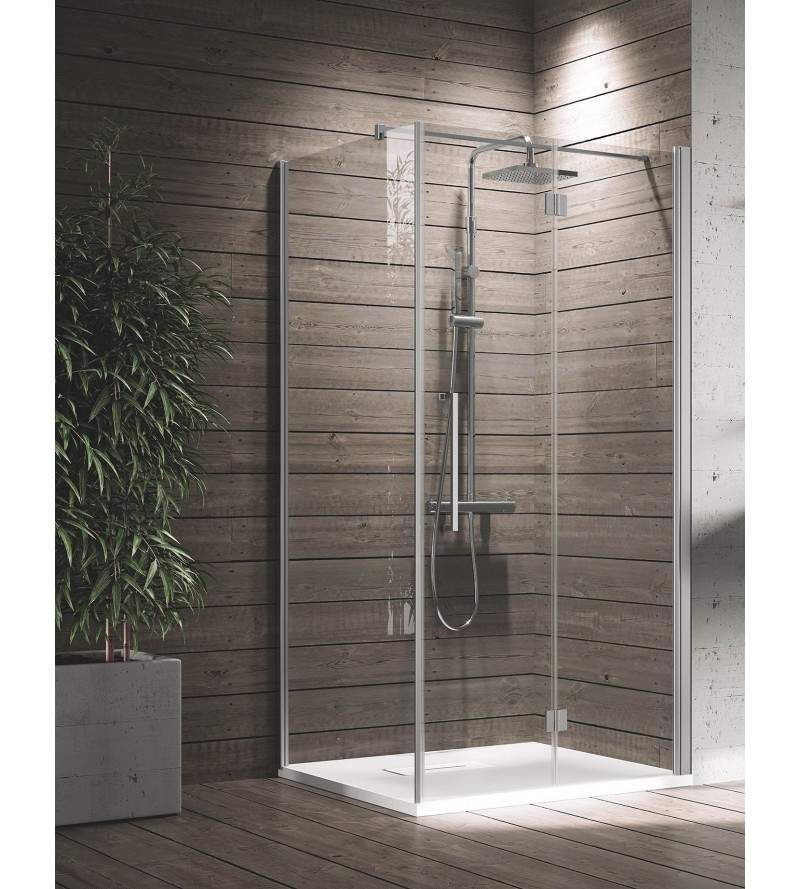 Corner shower enclosure 80 x 80 cm with right folding door and fixed side Novellini Young 2GS+F