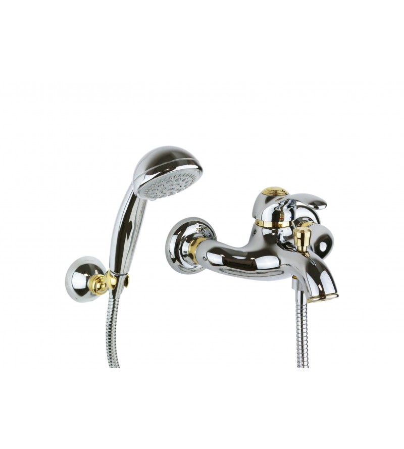 Bath/shower mixer with chrome - gold color diverter Paffoni Flavia FA024CO