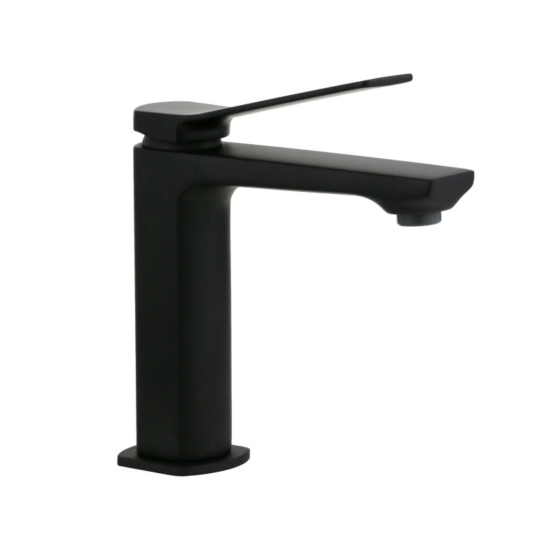 Brass basin mixer with opaque black color inclined lever Paffoni TILT TI071NO