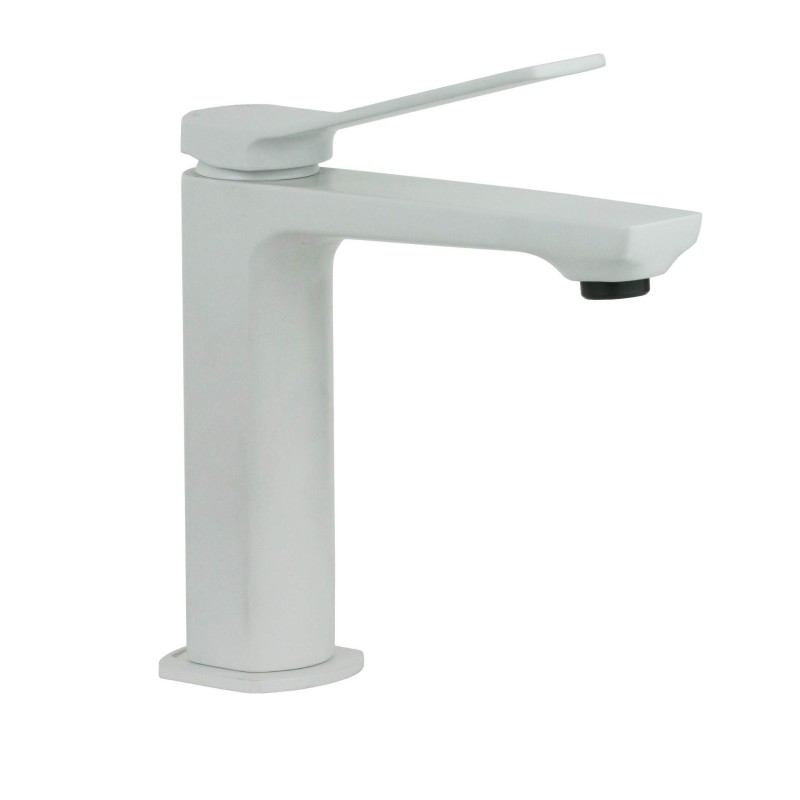 Brass basin mixer with inclined lever in matt white colour Paffoni TILT TI071BO
