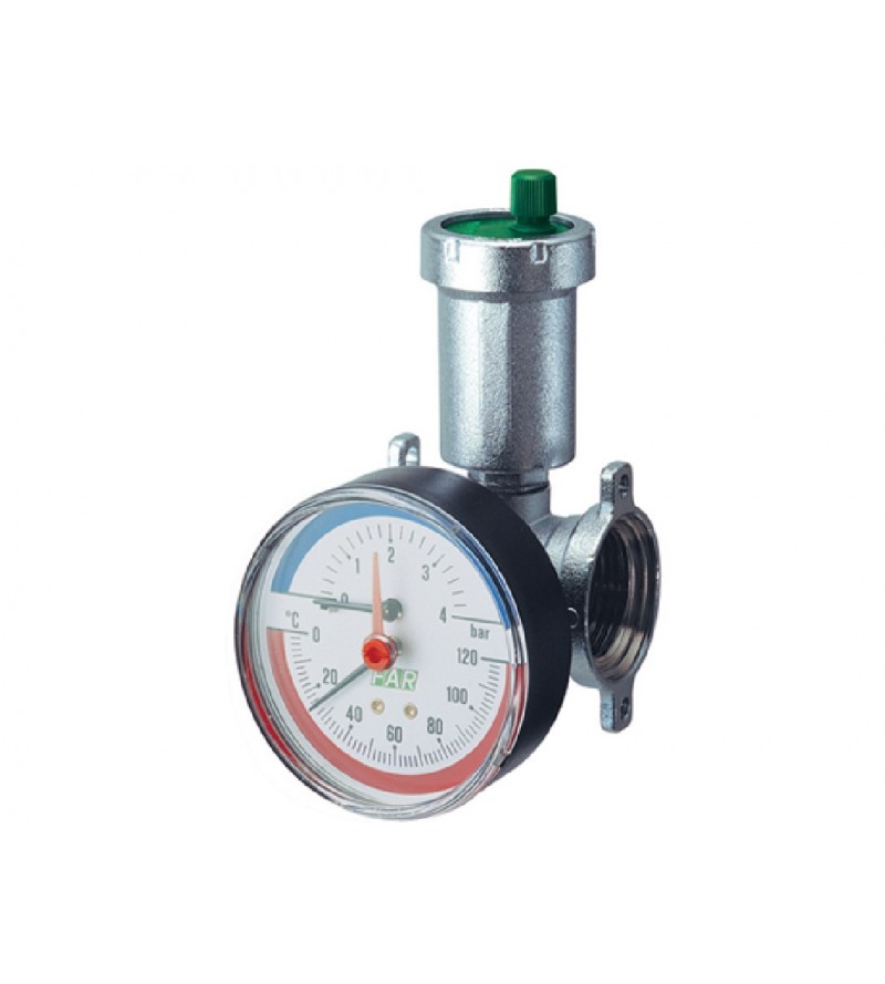 Intermediate flanged connection complete with automatic air vent valve thermo-manometer FAR 3444