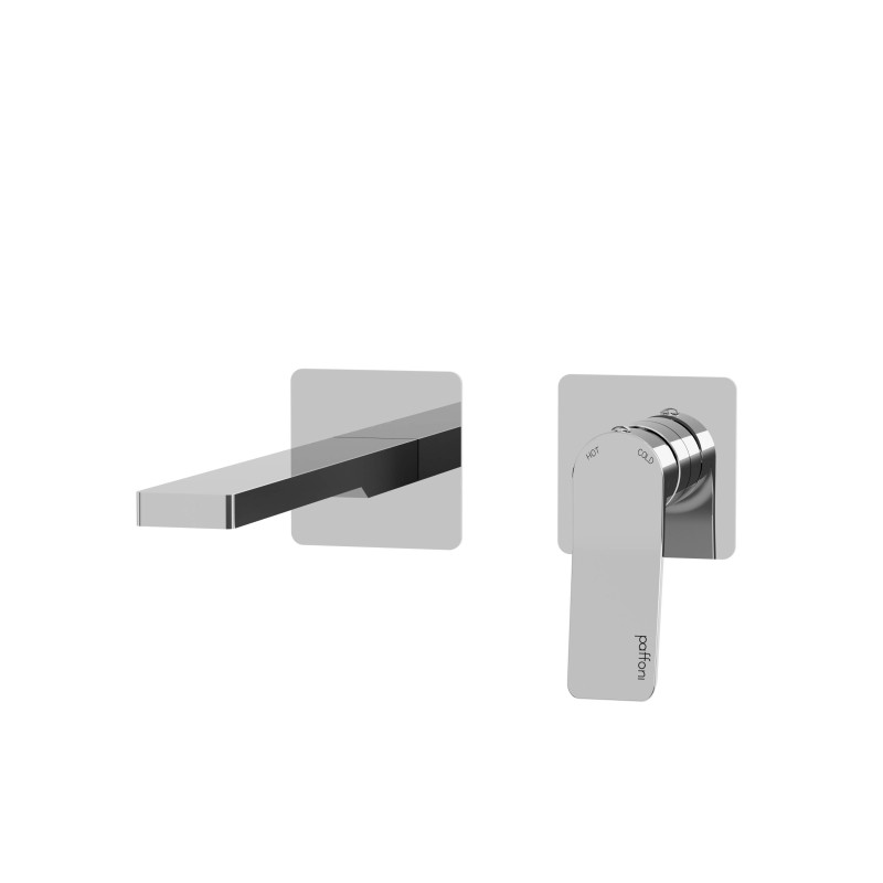 Wall-mounted basin mixer with 2 chrome-colored spout plates 24 cm Paffoni TILT TI106CR70