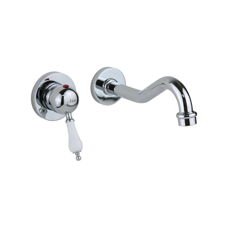 Retro style basin mixer for wall installation with 20 cm spout Nice Funny 600010CB