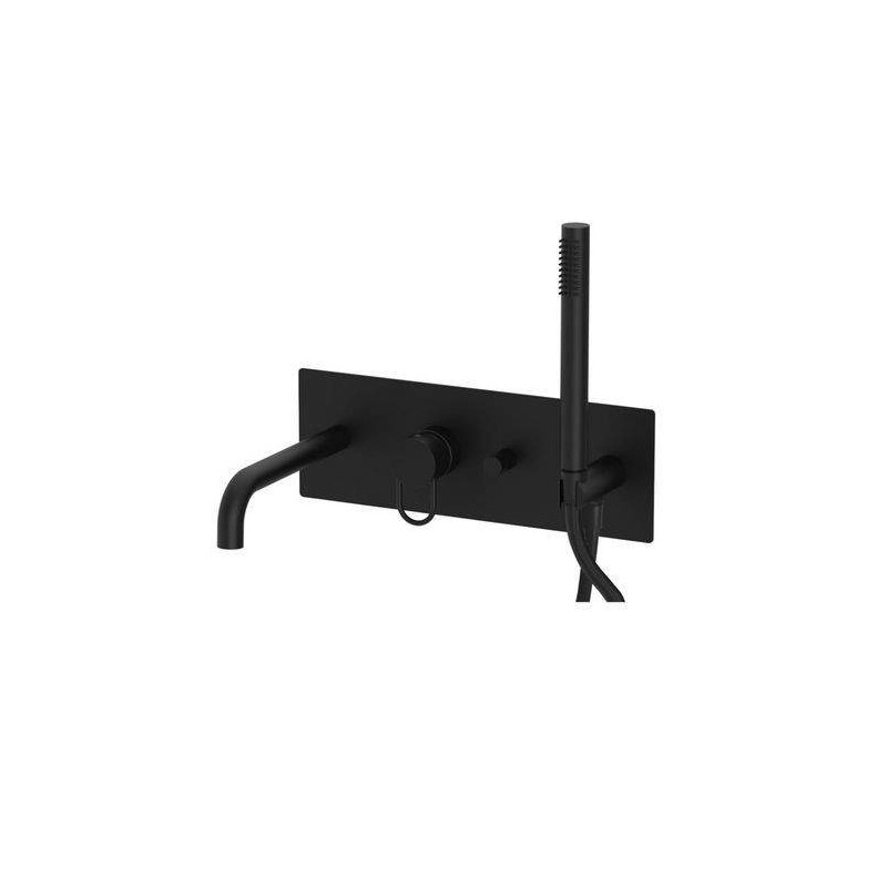 cWall mounted bath mixer with 2 outlets and 202 mm long spout in matt black Paffoni Joker JK001NO