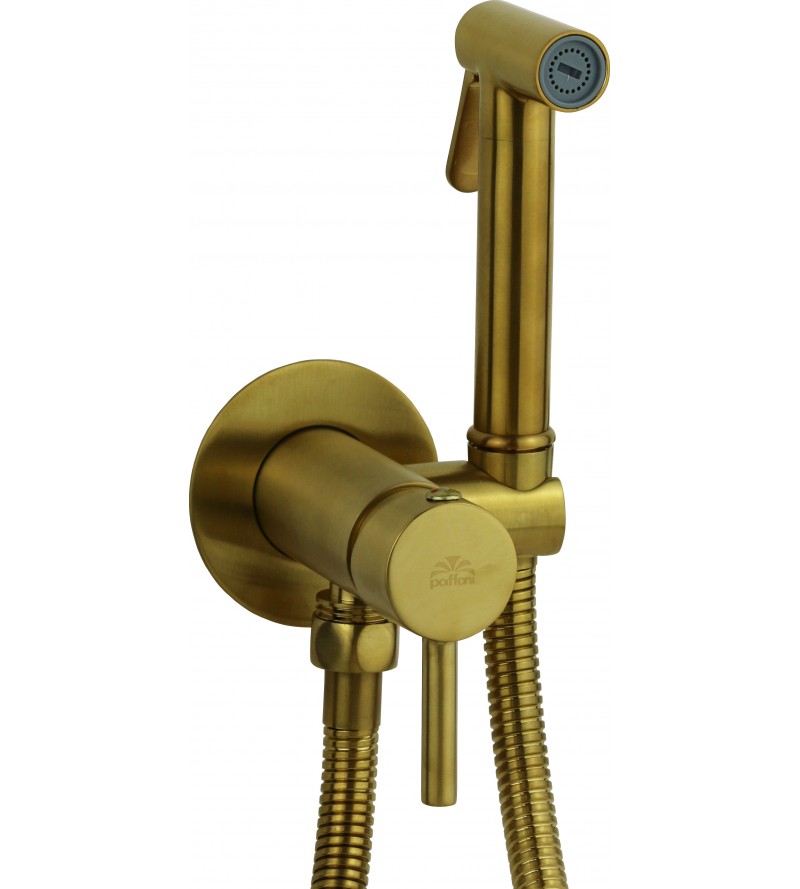Brushed gold built-in bidet set with mixer and shower Paffoni ZDUP110HGSP