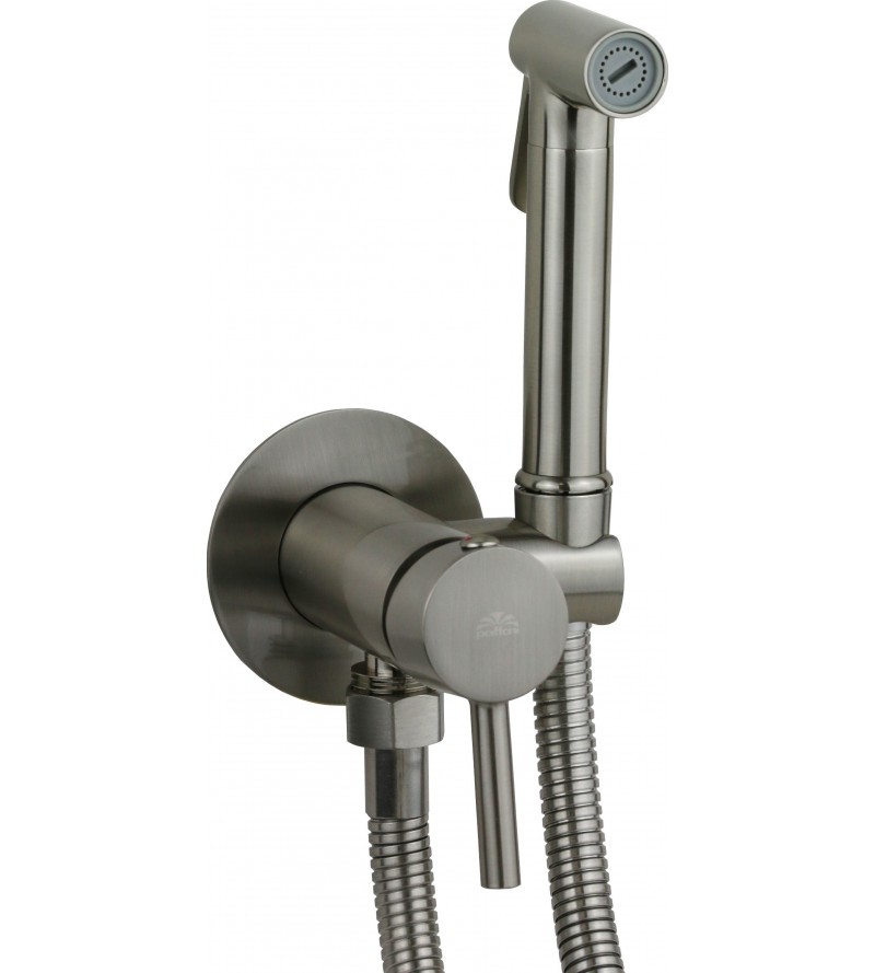 Built-in bidet set in brushed steel color with mixer and shower Paffoni ZDUP110ST