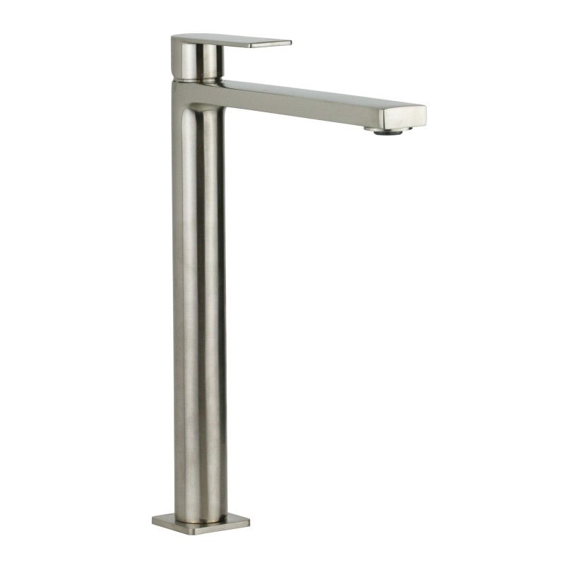 High spout basin mixer in brushed steel colour Paffoni Tango TA081ST