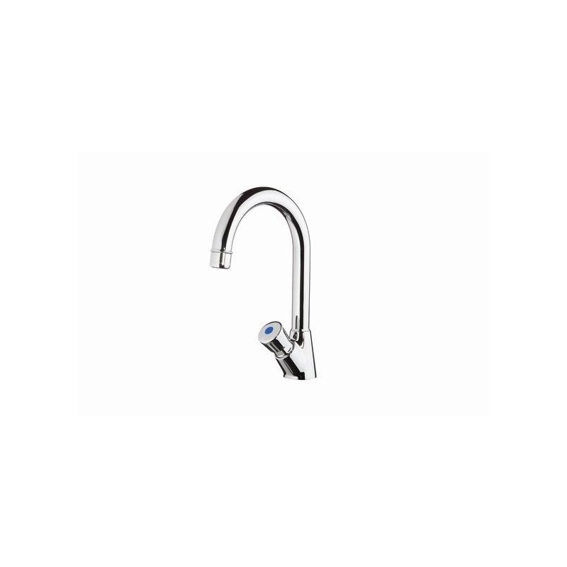 Single water temporized tap with high swivel spout in chromed brass MCM 909101