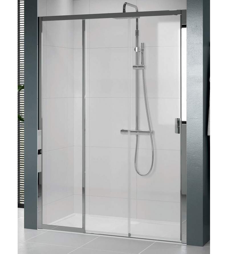 Shower door 140 cm opening 2 sliding doors and 1 fixed door left version Novellini Lunes 2.0 3PH