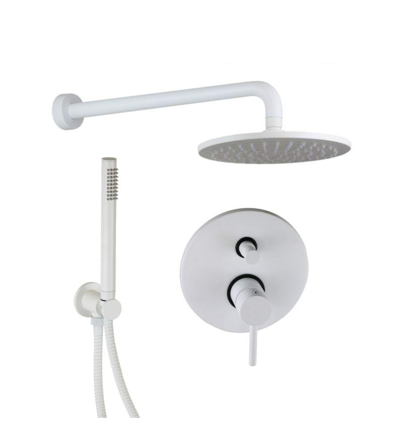 Complete shower kit in opaque white with 200 mm shower head Pollini Jessy C477355255BO