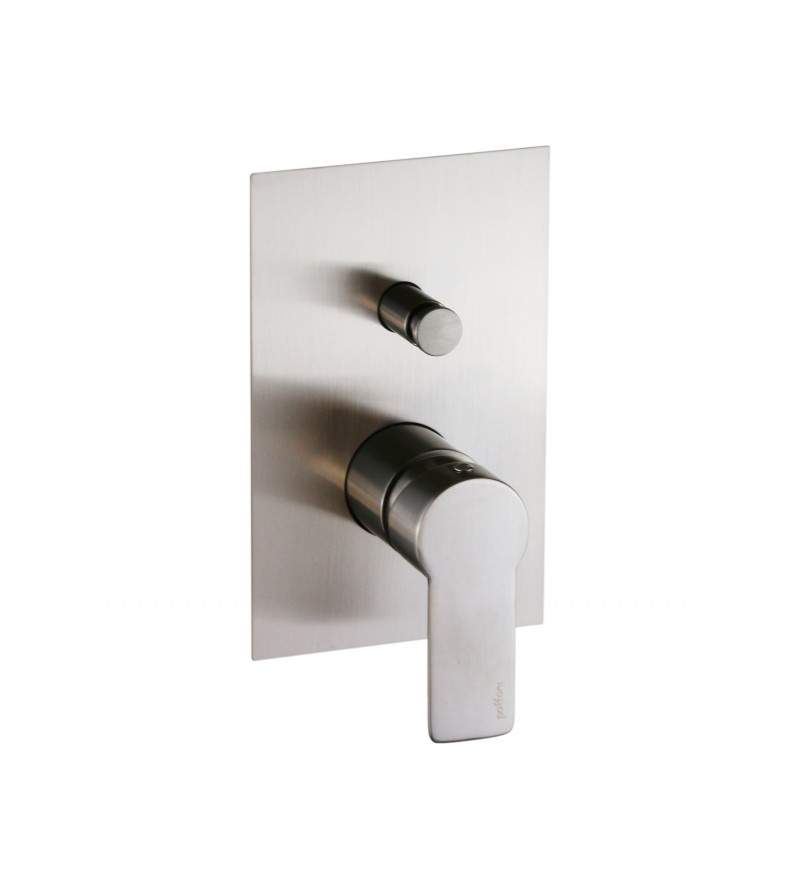 Built-in shower mixer with diverter in brushed steel colour Paffoni Tango TA015ST/M
