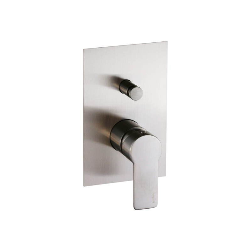 Mezclador de ducha empotrado con desviador en color acero cepillado Paffoni Tango TA015ST/M