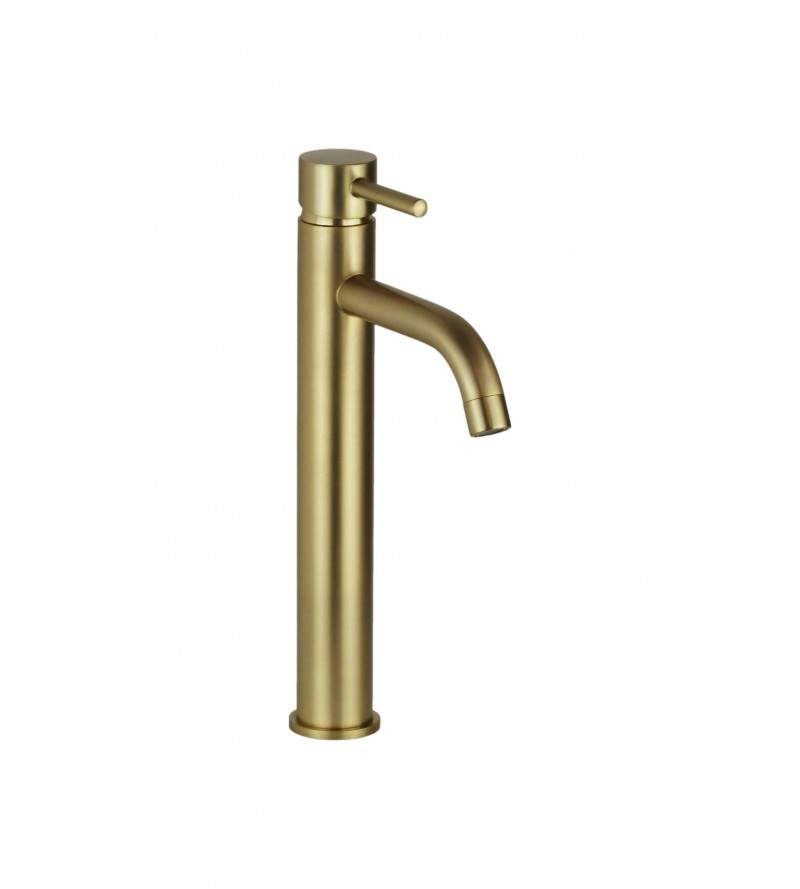 High spout basin mixer in brushed gold color Pollini Jessy MXLHMCMMCOS