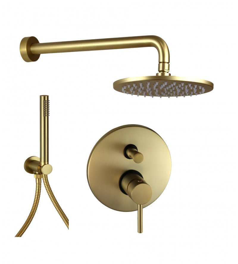 Built-in shower kit in brushed gold color with Ø20 cm shower head Pollini Jessy C477355255OS