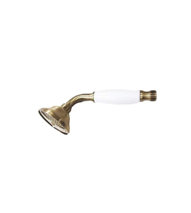 Bronze colored brass hand shower with white handle Pollini Acqua Design Niky DOC2300.B.D.BR