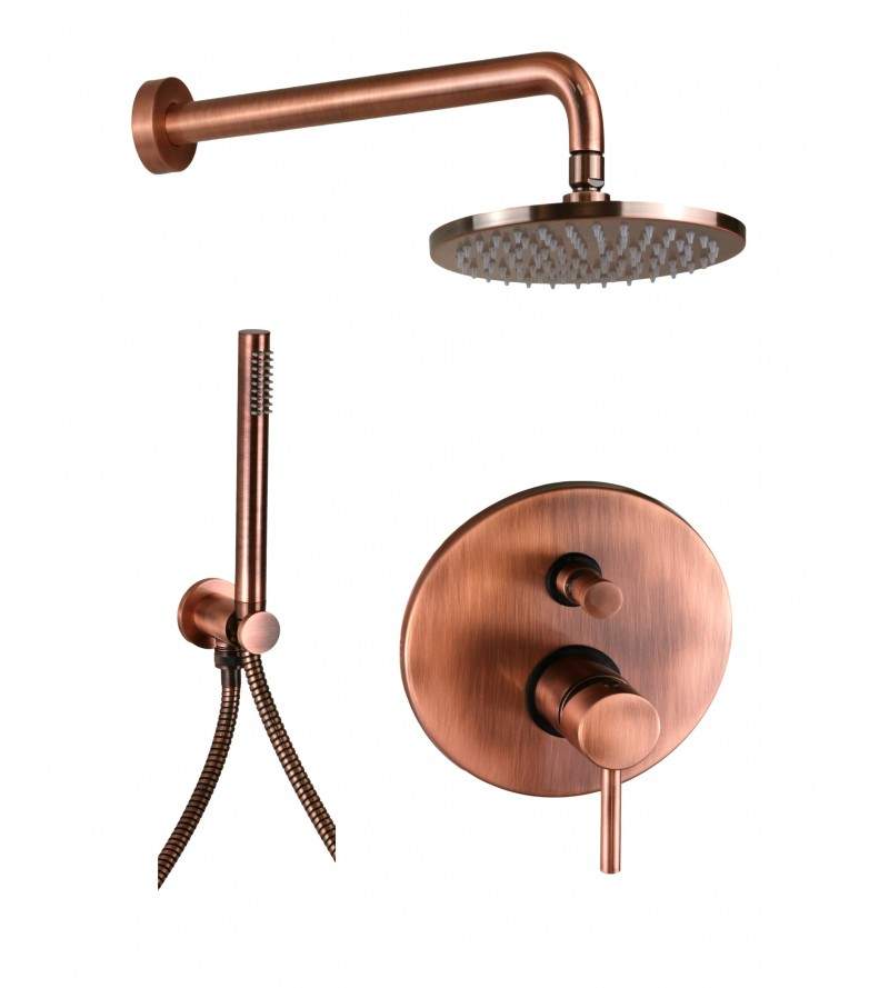 Built-in shower kit in copper color with Ø20 cm shower head Pollini Jessy C477355255RA