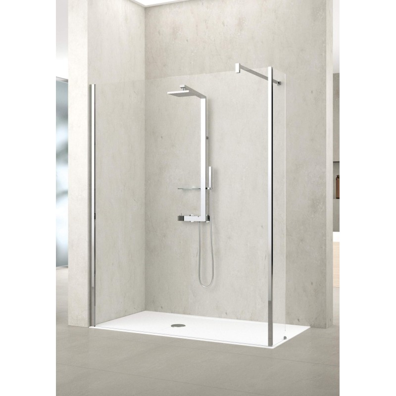 Glaswand für 100 cm Walk-in-Dusche mit 15 cm Spritzschutz Novellini KUADRA H6