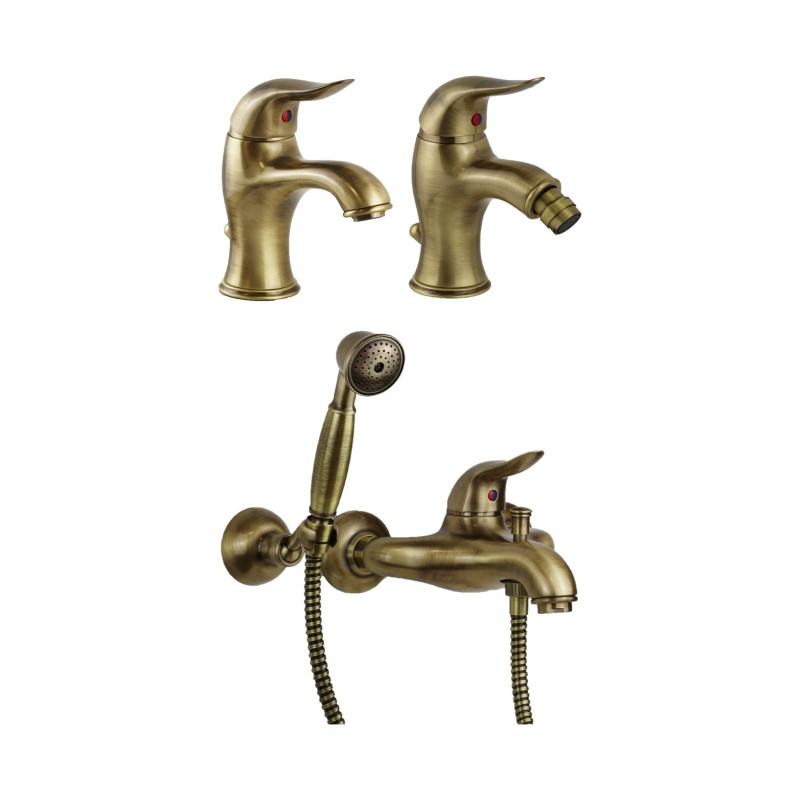 Set aus Waschbecken, Bidet und Badarmatur aus Bronze im Vintage-Stil Nice Wilson KITWILSON2B