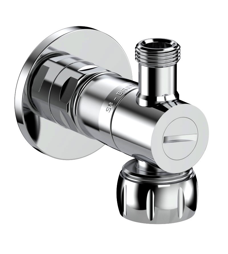 Round brass chrome plated double angle valve rapid fitting with filter and dishwasher connection INGENIUS IG103RAL
