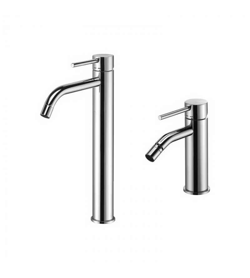 High basin mixer and bidet set without waste, chrome colour Paffoni Light KITLIG4CR