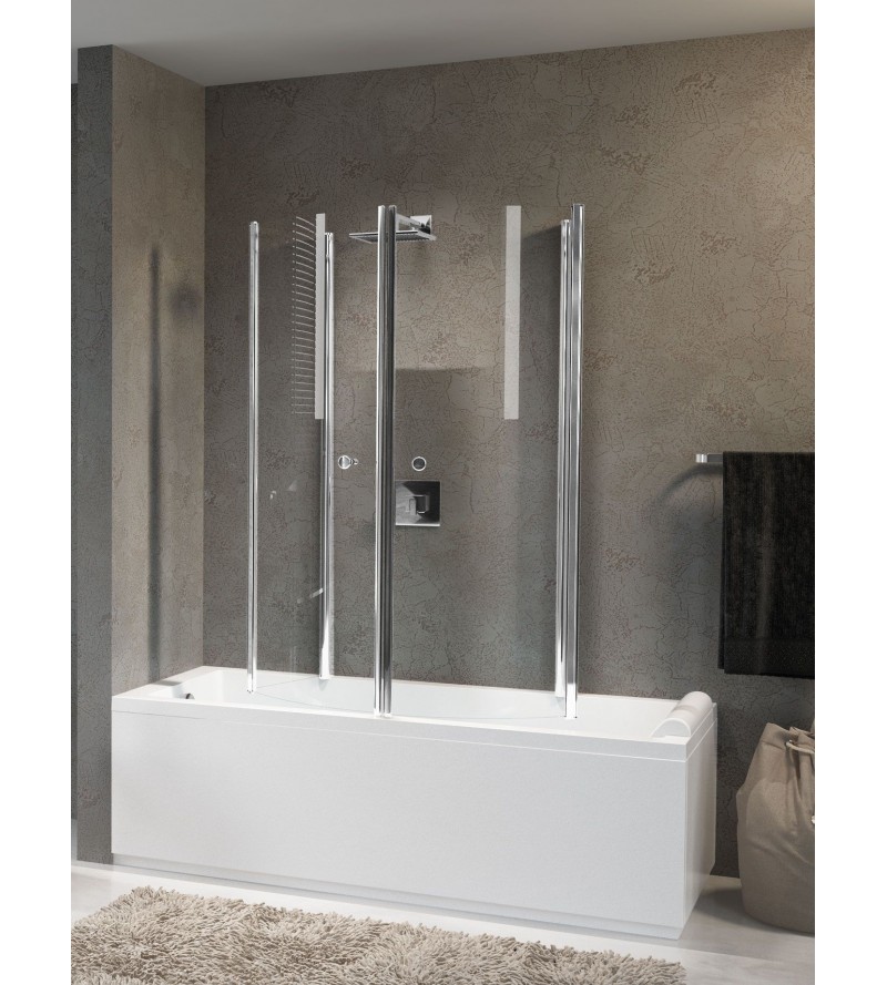 Double opening shower door over bath 75 cm with 2 folding doors Novellini Aurora 4