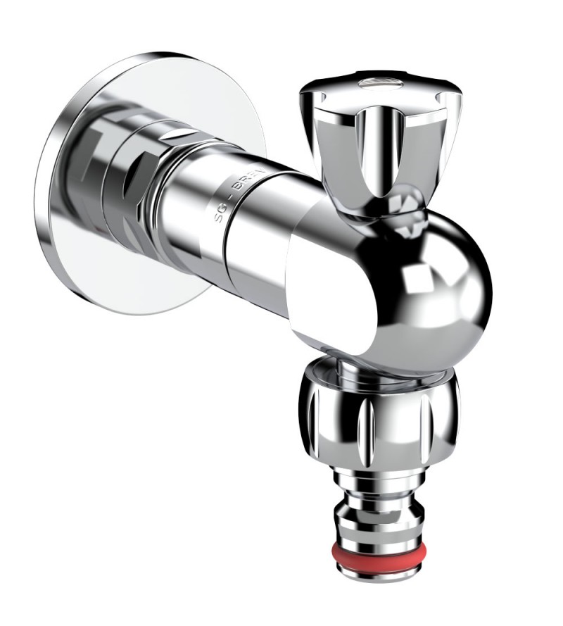 Brass chrome plated rapid fitting INGENIUS garden tap  with 3/4”G hose connector for universal garden components IG400
