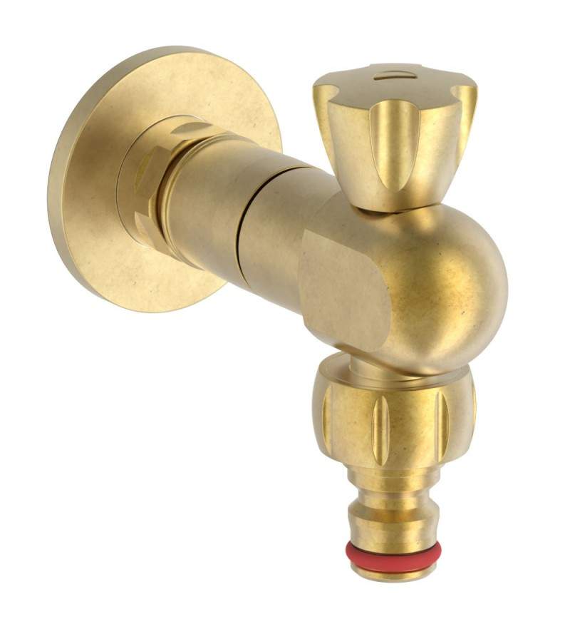 Natural brass plated rapid fitting INGENIUS garden tap  with 3/4”G hose connector for universal garden components IG400G