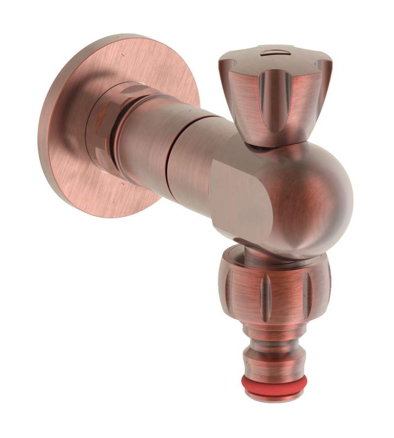 Brass copper plated rapid fitting INGENIUS garden tap  with 3/4”G hose connector IG400GR