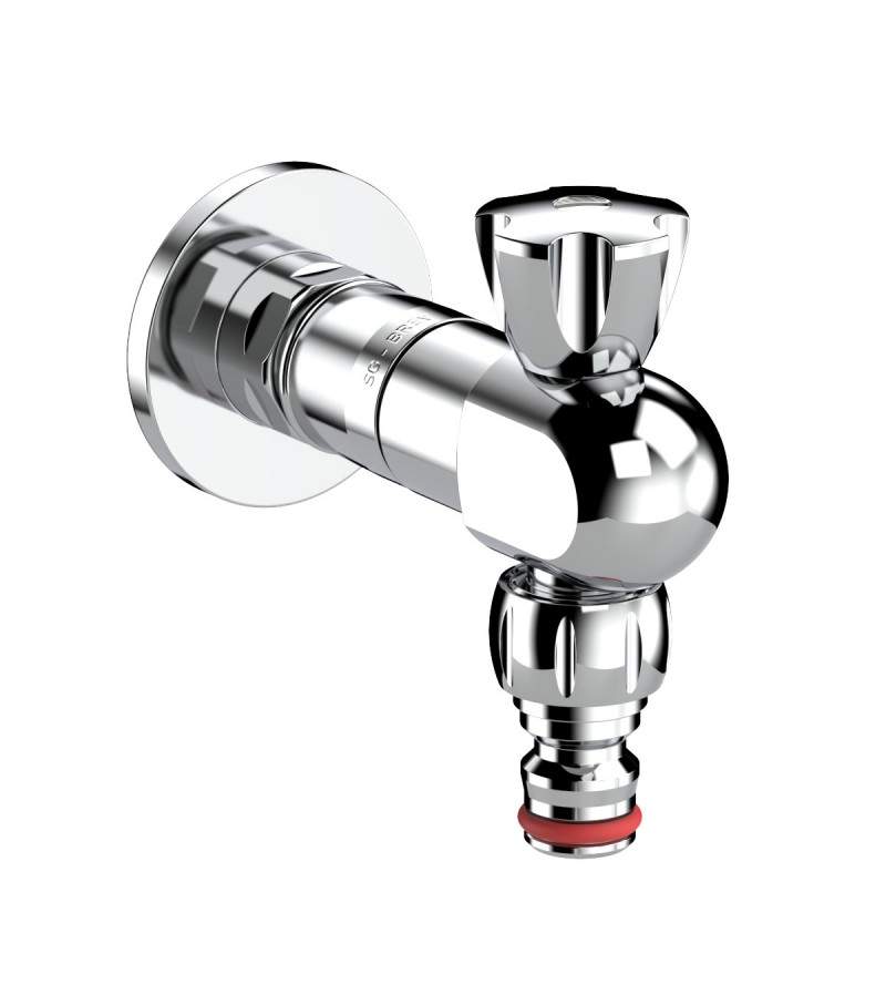 Brass chrome plated rapid fitting INGENIUS garden tap  with 1/2" hose connector for universal garden components IG450