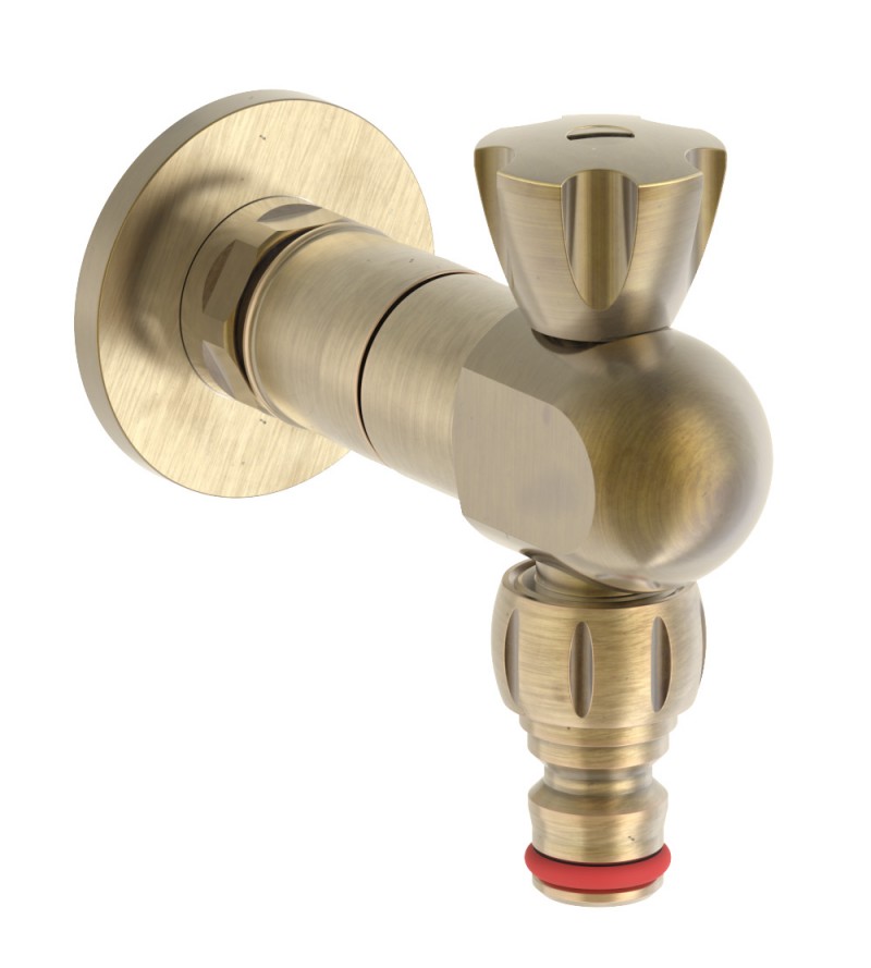 Brass bronze plated rapid fitting INGENIUS garden tap  with 1/2" hose connector for universal garden components IG450GB