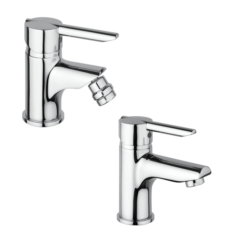 Set of taps for sink and ceramic bidet in chrome colour Piralla Serena KITSER2CR