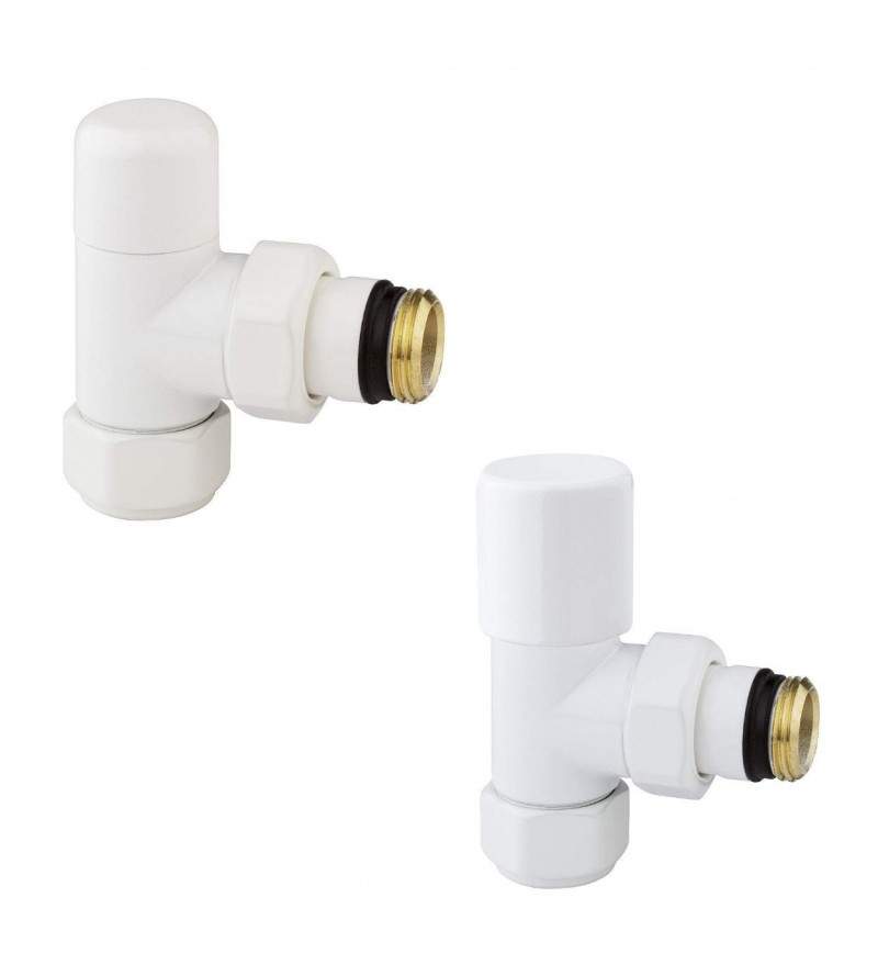 Ensemble de robinets de radiateur coudés de couleur blanc brillant Arteclima KITVAL8BI