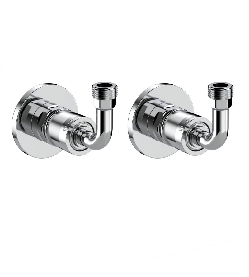 Pair Round brass chrome plated angle valve 90° rapid fitting for 3/8"G INGENIUS IGBTKT06