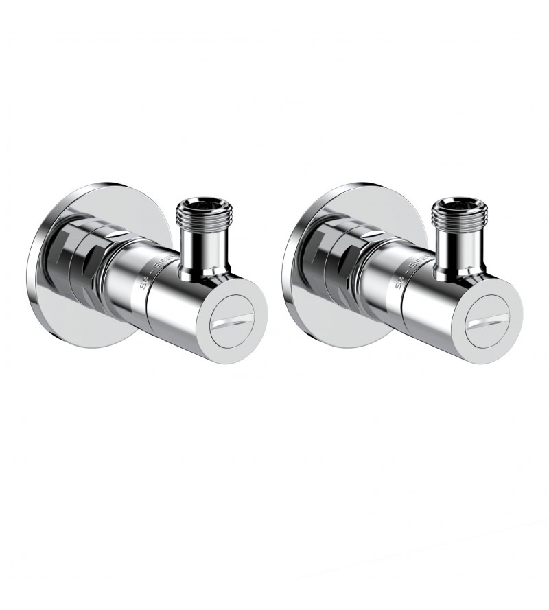 Pair Round brass chrome plated rapid fitting angle valve with filter for 3/8"G hoses connection INGENIUS IGBTKT05
