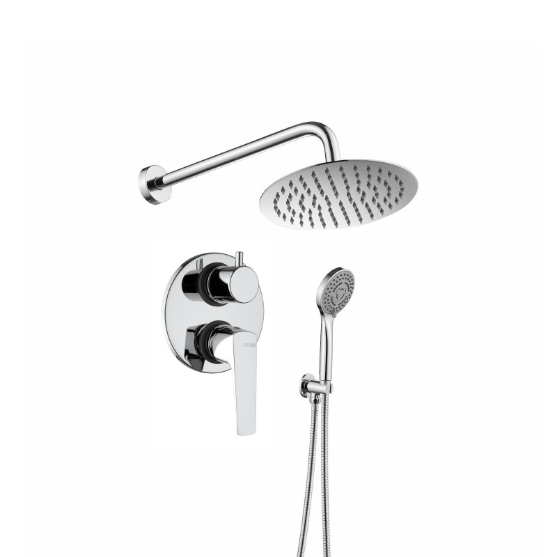 Complete shower kit with shower head and round shower arm Piralla Iceberg KITICE8CR