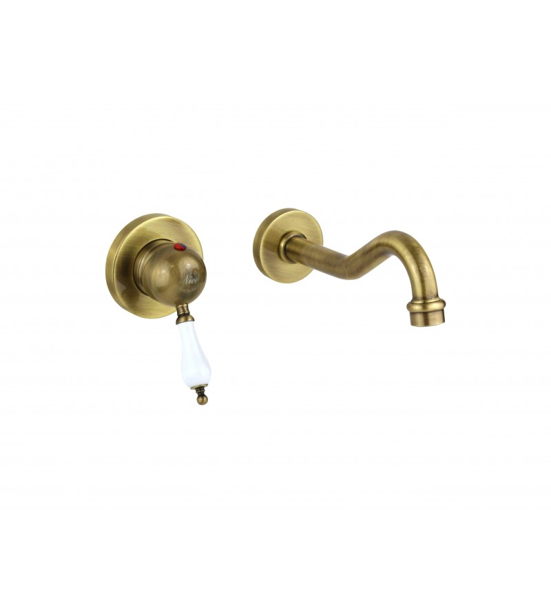 Wall-mounted sink mixer with 20 cm spout, bronze colour Nice Funny 600010BB