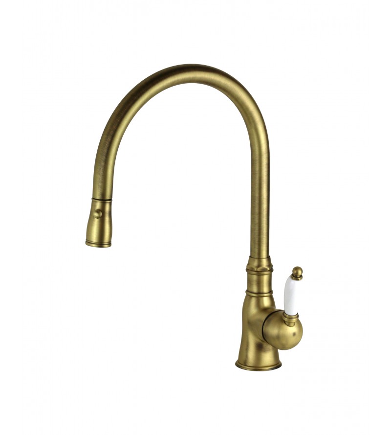Classic style bronze colored mixer tap with extractable shower Gattoni ORTA 0240/PCVB
