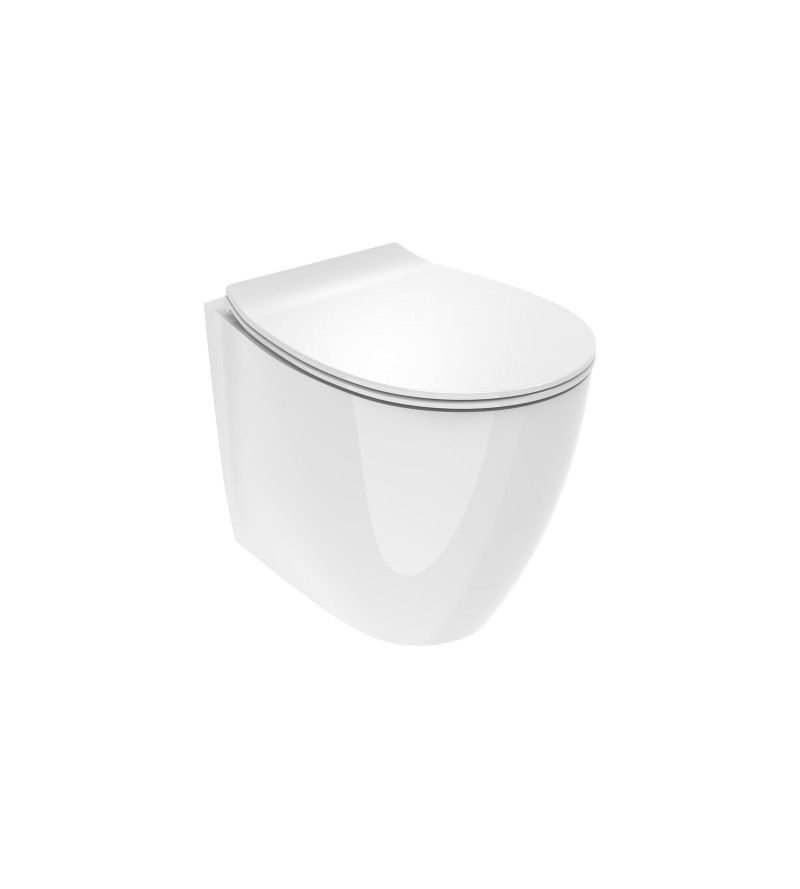Stand-WC glänzend weiß Tiefe 52 cm mit SoftClose Ercos Kite WC-Sitz KITBCKTELVASO