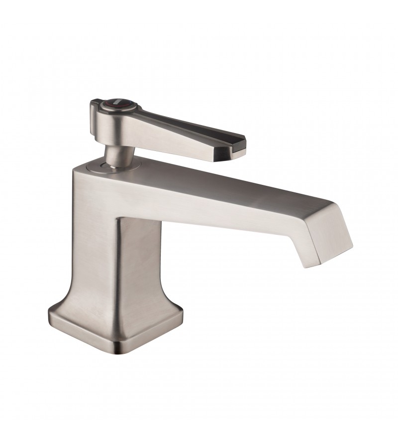 Single hole washbasin mixer in brushed steel color with click-clack waste Mamoli 1938 41380000065F