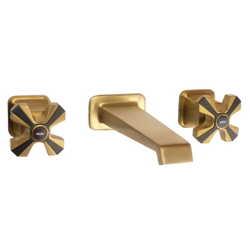 Wall-mounted washbasin mixer in brushed brass color with click-clack waste Mamoli 1938 45390000062G