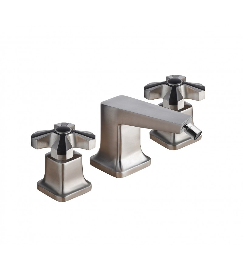 3-hole bidet mixer in brushed steel color with click-clack waste Mamoli 1938 55380000065F