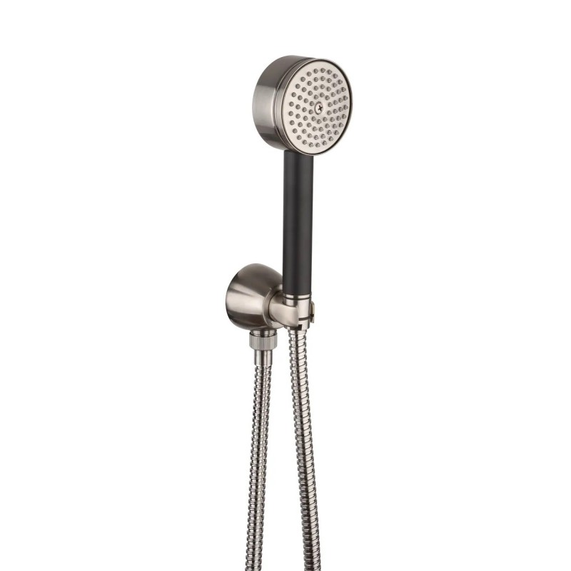 Shower set with water connection and hand shower in brushed steel color brass Mamoli Gio Ponti 0000FR14002F