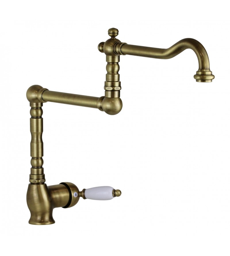 Countertop kitchen sink mixer with jointed spout in bronze colour Porta & Bini 50463BR