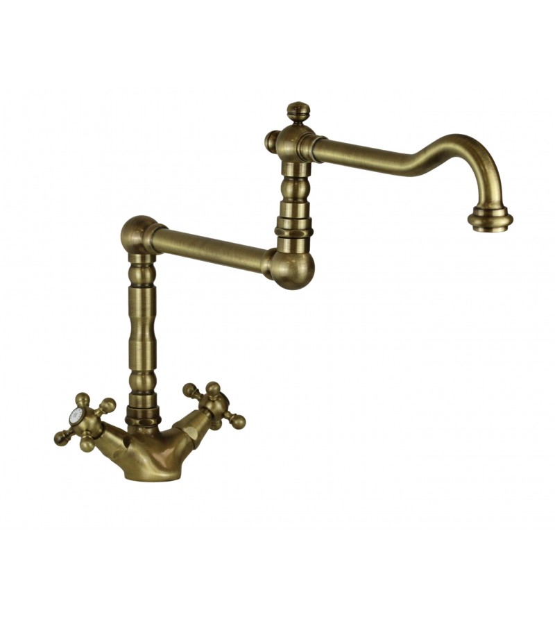 Kitchen sink tap group in bronze color with swivel spout Porta&Bini 62563BR